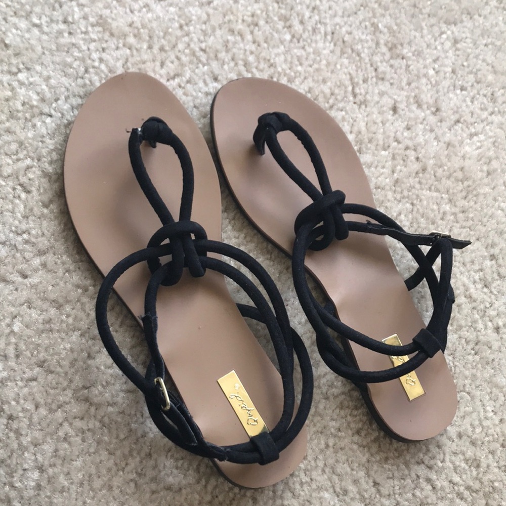 Black Cross Over Sandals